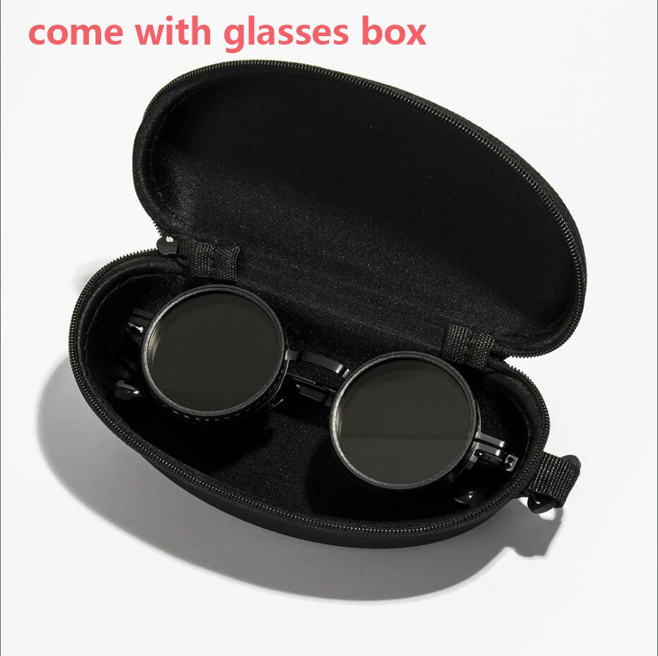 OptiShade 9 - Polarized round Sunglasses ND9 Adjustable Dimming Sun Glasses Men Women Retro Punk Men'S Fishing Eyeglasses Outdoor Shades UV400