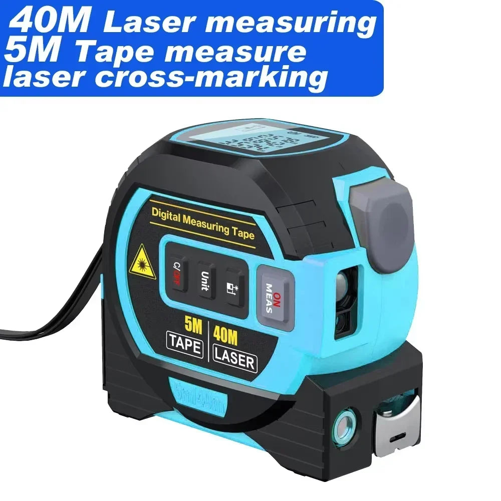 Backlight Distance Meter Building Measurement Device 3 in 1 Laser Rangefinder 5M Tape Measure Ruler LCD Display