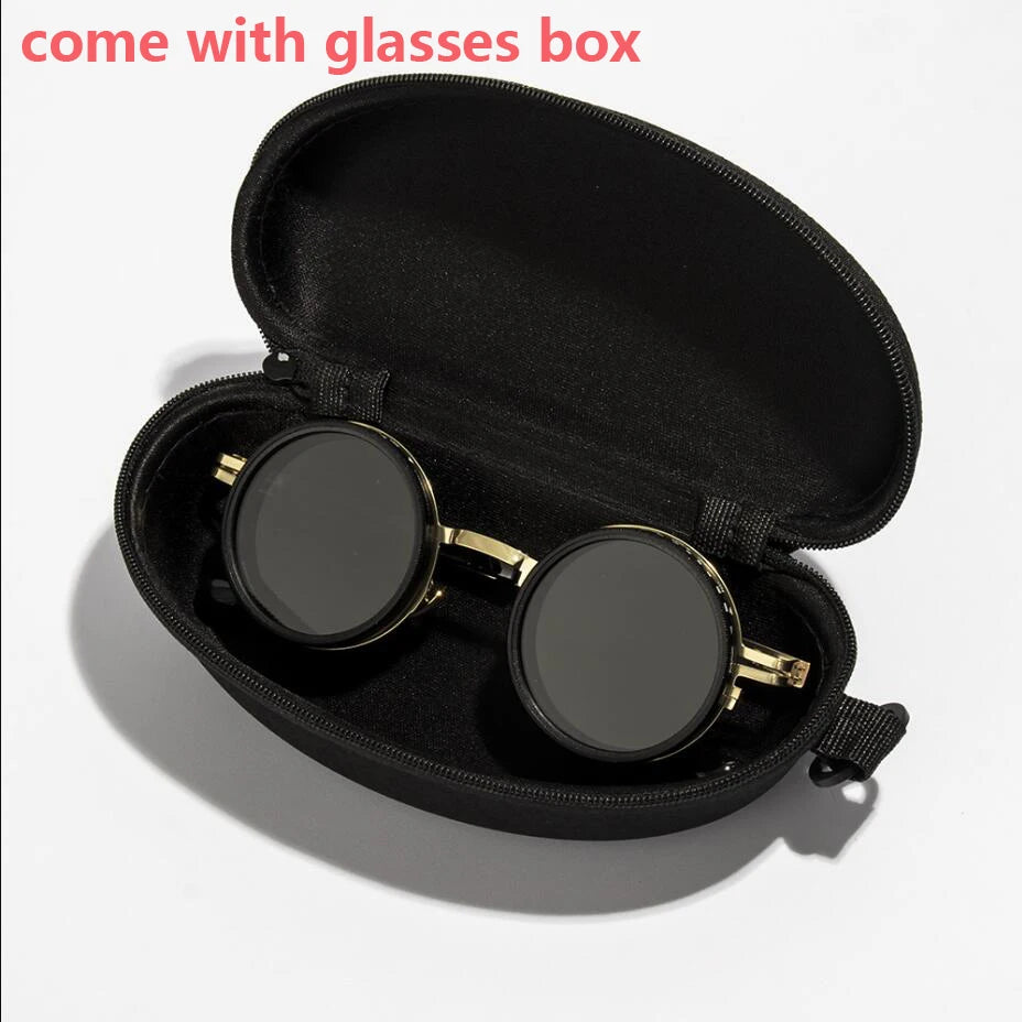 OptiShade 9 - Polarized round Sunglasses ND9 Adjustable Dimming Sun Glasses Men Women Retro Punk Men'S Fishing Eyeglasses Outdoor Shades UV400