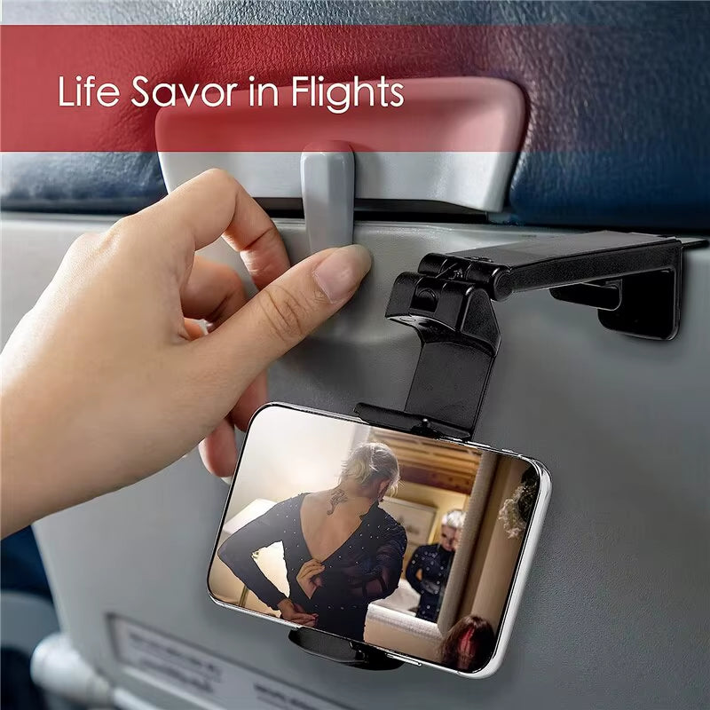 ClipGo - Airplane Phone Holder Stand Cell Mobile Portable Travel Mount Desk Flight Foldable Rotatable Selfie Holding Train Seat Support