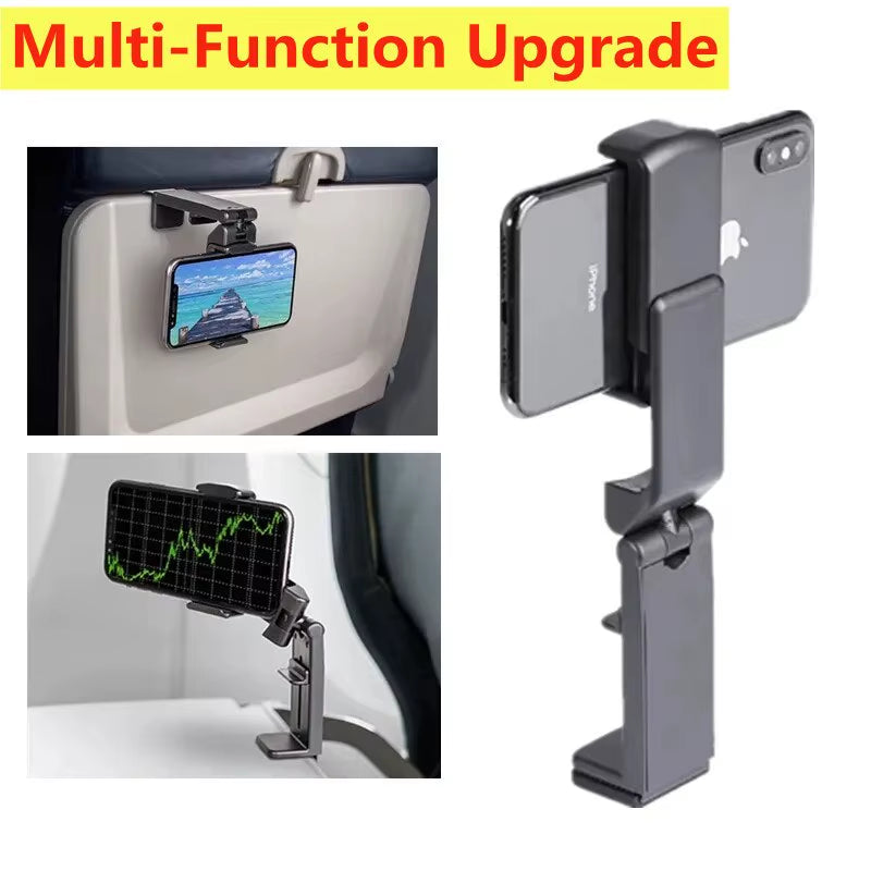 ClipGo - Airplane Phone Holder Stand Cell Mobile Portable Travel Mount Desk Flight Foldable Rotatable Selfie Holding Train Seat Support