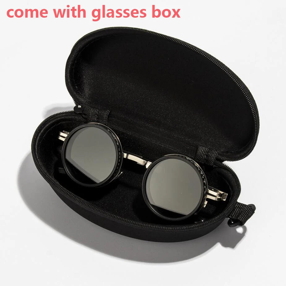 OptiShade 9 - Polarized round Sunglasses ND9 Adjustable Dimming Sun Glasses Men Women Retro Punk Men'S Fishing Eyeglasses Outdoor Shades UV400