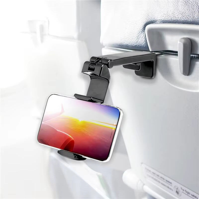 ClipGo - Airplane Phone Holder Stand Cell Mobile Portable Travel Mount Desk Flight Foldable Rotatable Selfie Holding Train Seat Support