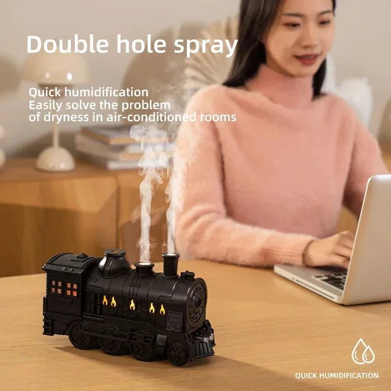 MisTrain - Mini Train Shape Aromatherapy Essential Oil Diffuser Ultrasonic Cool Mist Air Humidifier with LED Lamp  Atomizer