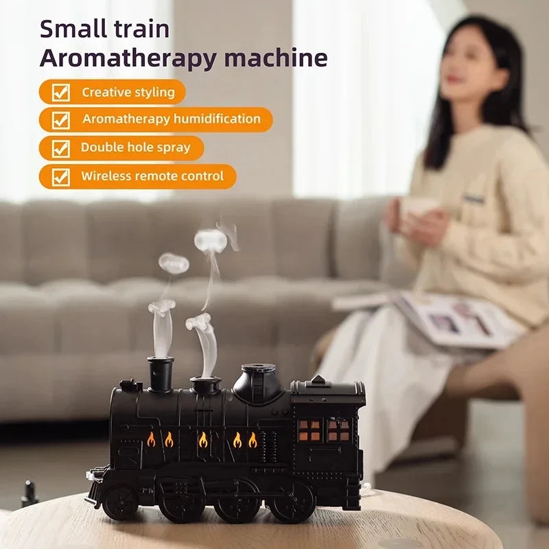 MisTrain - Mini Train Shape Aromatherapy Essential Oil Diffuser Ultrasonic Cool Mist Air Humidifier with LED Lamp  Atomizer