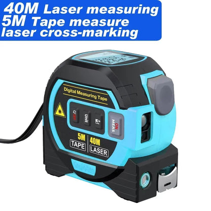Backlight Distance Meter Building Measurement Device 3 in 1 Laser Rangefinder 5M Tape Measure Ruler LCD Display