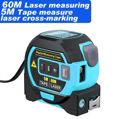 Backlight Distance Meter Building Measurement Device 3 in 1 Laser Rangefinder 5M Tape Measure Ruler LCD Display