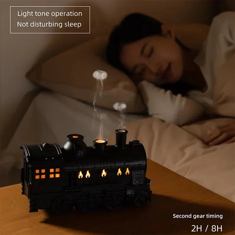 MisTrain - Mini Train Shape Aromatherapy Essential Oil Diffuser Ultrasonic Cool Mist Air Humidifier with LED Lamp  Atomizer