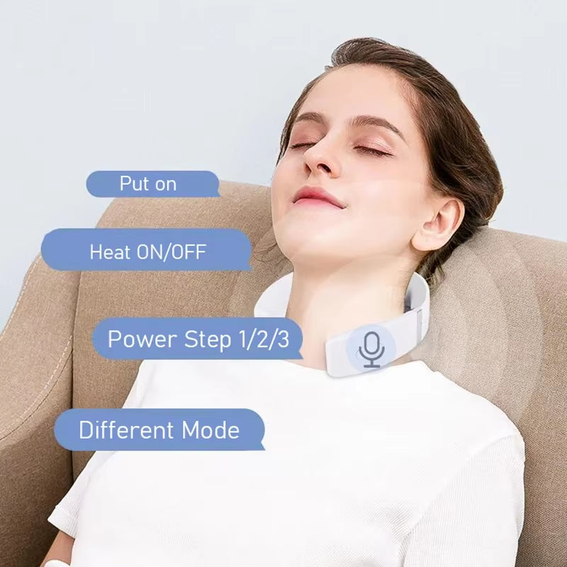 CerviTech - Electric Neck Massager USB Charging Portable Cervical Massage Device for Work, Travel, Portable Operation Simple White
