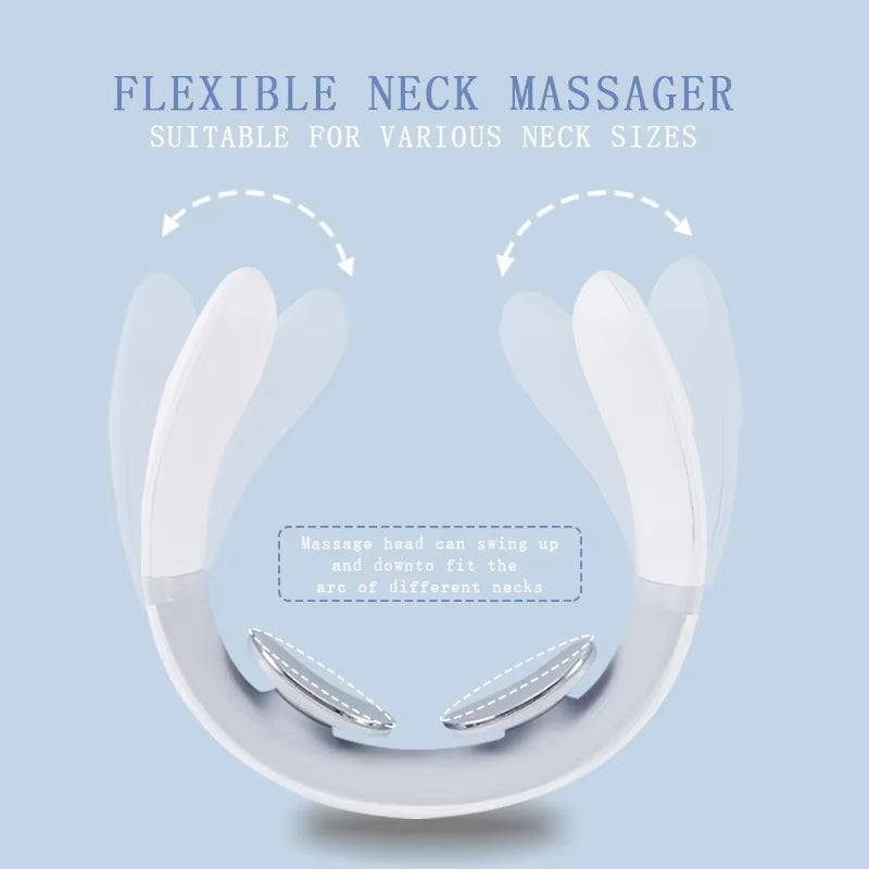 CerviTech - Electric Neck Massager USB Charging Portable Cervical Massage Device for Work, Travel, Portable Operation Simple White